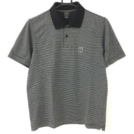 ★特価40%OFF★EDWIN GOLF エドウィン 半袖ポロシャツ 黒×グレー ボーダー メンズ MEDIUM ゴルフウェア