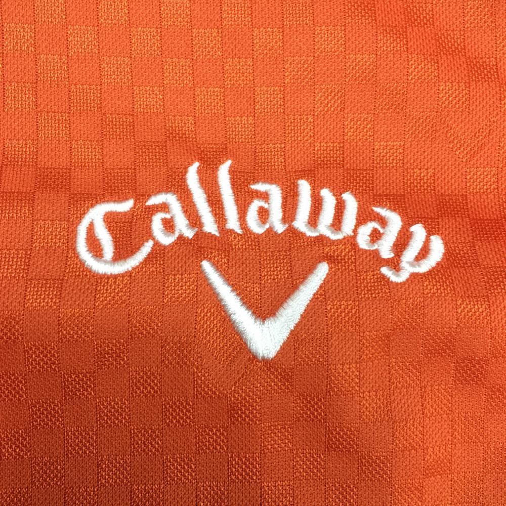 ★特価60%OFF★Callaway キャロウェイ 長袖ポロシャツ オレンジ ブロックチェック 総柄  レディース M ゴルフウェア