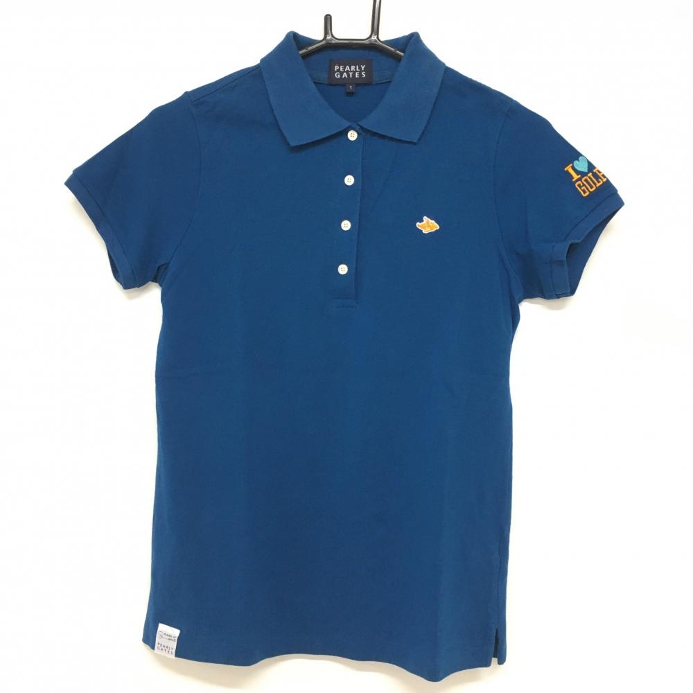 パーリーゲイツ 半袖ポロシャツ ブルー系 フライングラビット シンプル  レディース 1(M) ゴルフウェア PEARLY GATES