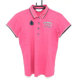 ★特価40%OFF★マンシングウェア 半袖ポロシャツ ピンク 前立て襟裏総柄 レディース M ゴルフウェア Munsingwear