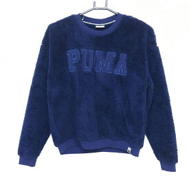 ★特価25%OFF★【超美品】プーマ ボアトレーナー ネイビー ビッグロゴ レディース S ゴルフウェア PUMA