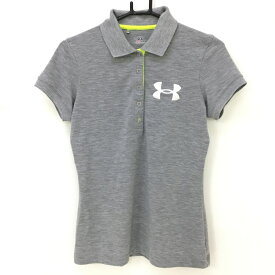 ★特価20%OFF★【美品】アンダーアーマー 半袖ポロシャツ グレー ロゴ刺しゅう レディース SM ゴルフウェア UNDER ARMOUR