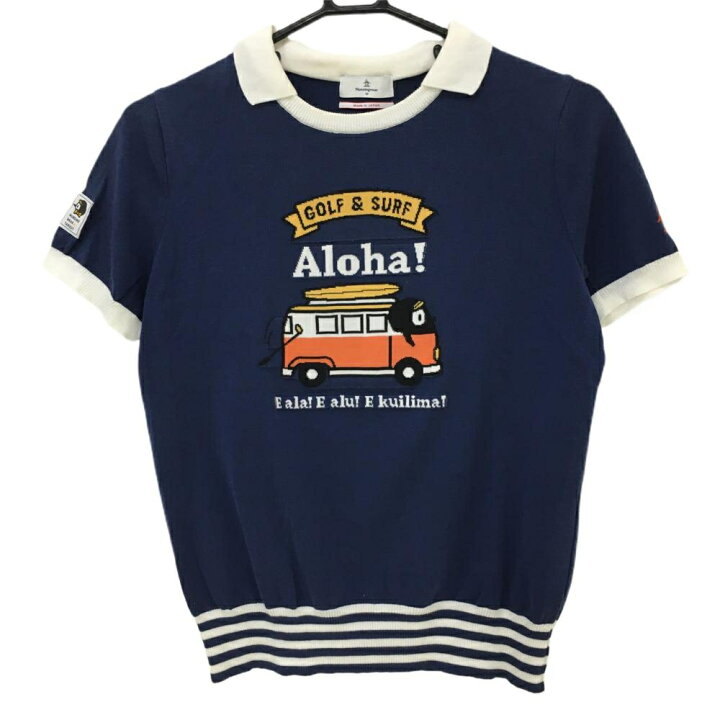 楽天市場】☆特価☆マンシングウェア 半袖襟付きセーター ネイビー×白  