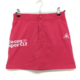 【超美品】ルコック スカート ピンク×白 裏メッシュ ウエストゴム レディース S ゴルフウェア le coq sportif