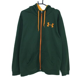 アンダーアーマー ジップパーカー ダークグリーン×オレンジ 裏微起毛 メンズ XXL ゴルフウェア UNDER ARMOUR