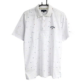 【美品】キャロウェイ 半袖ポロシャツ 白×マルチ ペイント柄 カラフル メンズ LL ゴルフウェア Callaway