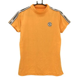 【美品】ジャックバニー 半袖ハイネックシャツ オレンジ 肩ロゴライン レディース 2(L) ゴルフウェア Jack Bunny