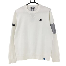 【美品】アディダス セーター 白×杢グレー ニット ウール混 メンズ M/M ゴルフウェア adidas