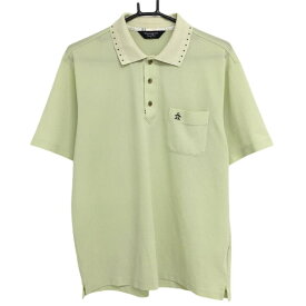 マンシングウェア 半袖ポロシャツ ライトグリーン 前立て内側ボーダー ロゴ刺しゅう メンズ L ゴルフウェア Munsingwear