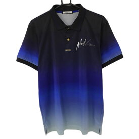 マークアンドロナ 半袖ポロシャツ パープル系×ブルー グラデーション 後ろビッグスカル メンズ 50 ゴルフウェア MARK＆LONA