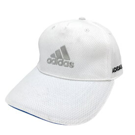 アディダス フラットキャップ 白 ロゴシルバー メッシュ調 フリーサイズ　OSFX（57-60cm） ゴルフウェア adidas