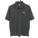 アディダス 半袖ポロシャツ 黒 格子柄 胸刺しゅう メンズ M ゴルフウェア adidas