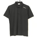 アディダス 半袖ポロシャツ 黒 ドット 肩刺しゅう ボタンダウン メンズ M/M ゴルフウェア adidas