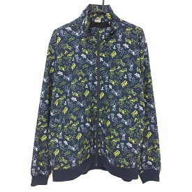 【超美品】ディズニー ジャケット ネイビー×白 ドナルドダック総柄 裏地微起毛 メンズ 2XL ゴルフウェア 大きいサイズ DISNEY