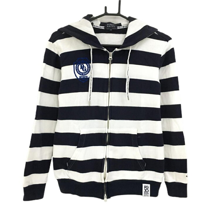 楽天市場】パーリーゲイツ ジップパーカー 白×ネイビー ボーダー 30  