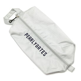 【超美品】パーリーゲイツ シューズケース シルバー×ダークネイビー 内側ロゴ総柄 ニコちゃんゴルフ PEARLY GATES