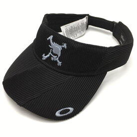 【超美品】オークリー サンバイザー 黒×ライトブルー 立体ロゴ刺しゅう 58cm(ONE SIZE) ゴルフウェア Oakley