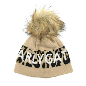 【超美品】パーリーゲイツ ニット帽 ベージュ×白 ボンボン付 ロゴ FR ゴルフウェア PEARLY GATES