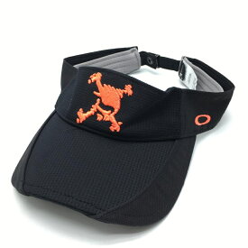 【美品】オークリー サンバイザー 黒×オレンジ ロゴ刺しゅう ゴルフウェア Oakley