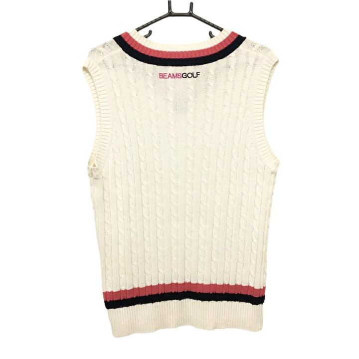 楽天市場】【美品】ビームスゴルフ ニットベスト アイボリー×ピンク 