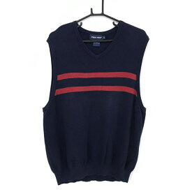 ポロゴルフ ニットベスト ネイビー×レッド 胸ライン コットン混 メンズ XL ゴルフウェア Ralph Lauren