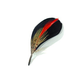 帽子 ハット用 羽飾り ブラック×レッド メンズ レディース 天然 鳥 羽根 フェザー F-D