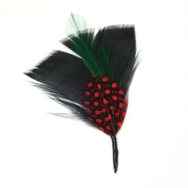 帽子 ハット用 羽飾り ブラック×グリーン×レッド メンズ レディース 天然 鳥 羽根 フェザー F-A