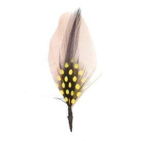 帽子 ハット用 羽飾り ピンク×ブラック×イエロー メンズ レディース 天然 鳥 羽根 フェザー F-L