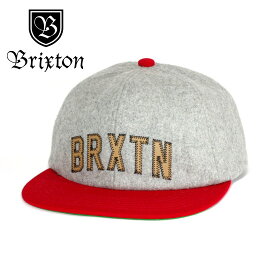 BRIXTON ブリックストン ウール フラットバイザー ベースボール キャップ HAMILTON CAP ヘザーグレー×レッド 約56cm〜約60cm [帽子 メンズ レディース ユニセックス 春 夏 秋 冬 小さいサイズ 大きいサイズ]