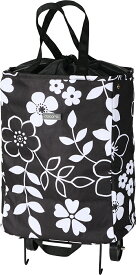 【スーパーDEAL★10％還元】ショッピングカート cocoro コ・コロ ココロ フラワー ハンディトート 約30L 保冷 保温 折りたたみ 軽量 静音タイヤ コンパクト 携帯用 2輪 レディース 車載 旅行 プレゼント ギフト ブラック かわいい おしゃれ 花柄 黒