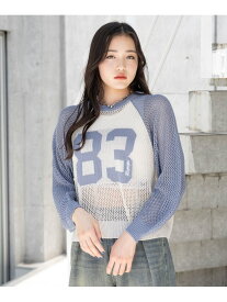 【SALE／20%OFF】【洗えるニット】メッシュナンバリングニット repipi armario レピピアルマリオ トップス ニット ブルー グリーン【RBA_E】[Rakuten Fashion]