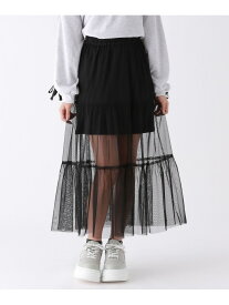 【SALE／50%OFF】2WAYチュールスカート repipi armario レピピアルマリオ スカート ロング・マキシスカート ブラック ホワイト【RBA_E】[Rakuten Fashion]