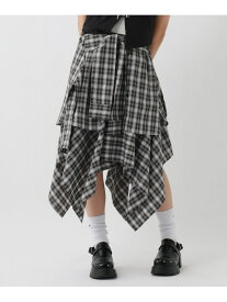 【SALE／50%OFF】チェックシャツレイヤー風スカート repipi armario レピピアルマリオ スカート ロング・マキシスカート ブルー ブラック レッド【RBA_E】[Rakuten Fashion]