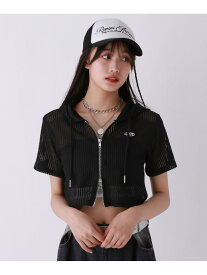 【SALE／20%OFF】メッシュWZIPショートトップス【半袖】 repipi armario レピピアルマリオ トップス スウェット・トレーナー ホワイト ブラック【RBA_E】[Rakuten Fashion]
