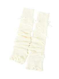 リボンレッグウォーマー repipi armario レピピアルマリオ 靴下・レッグウェア 靴下 ブラック ホワイト[Rakuten Fashion]