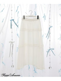 【SALE／30%OFF】【girly line】レースティアードロングスカート repipi armario レピピアルマリオ スカート ロング・マキシスカート ホワイト ブラック【RBA_E】[Rakuten Fashion]