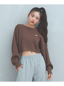 【SALE／50%OFF】【洗えるニット】ダメージショートニット repipi armario レピピアルマリオ トップス ニット ブラウン グレー【RBA_E】[Rakuten Fashion]