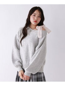 【SALE／30%OFF】オフショルリボンニットトップス repipi armario レピピアルマリオ トップス ニット ブルー グレー ホワイト【RBA_E】[Rakuten Fashion]