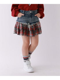 【SALE／20%OFF】【10C REPIPI】チェック切り替えデニムスカート 10C REPIPI レピピアルマリオ スカート ミニスカート ブラック【RBA_E】[Rakuten Fashion]