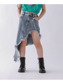 【SALE／40%OFF】【10C REPIPI】ダメージアシメDNMスカート 10C REPIPI レピピアルマリオ スカート ロング・マキシスカート ブルー ブラック【RBA_E】[Rakuten Fashion]