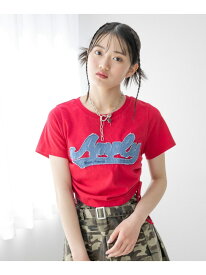【SALE／40%OFF】DENIMワッペンシャーリングTシャツ repipi armario レピピアルマリオ トップス カットソー・Tシャツ ブルー ピンク レッド イエロー ブラック ホワイト【RBA_E】[Rakuten Fashion]