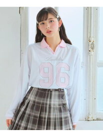 【SALE／50%OFF】レースナンバリングトップス repipi armario レピピアルマリオ トップス カットソー・Tシャツ ネイビー ホワイト グレー【RBA_E】[Rakuten Fashion]