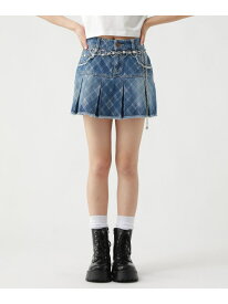 チェックデニムスソプリーツスカート repipi armario レピピアルマリオ スカート ミニスカート ブルー【送料無料】[Rakuten Fashion]