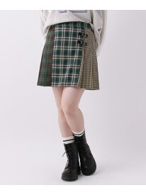【SALE／50%OFF】クレイジーチェックスカート repipi armario レピピアルマリオ スカート ミニスカート グリーン イエロー【RBA_E】[Rakuten Fashion]