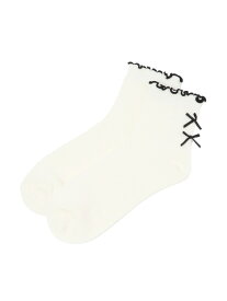 Wリボンメロークルーソックス repipi armario レピピアルマリオ 靴下・レッグウェア 靴下 ホワイト[Rakuten Fashion]