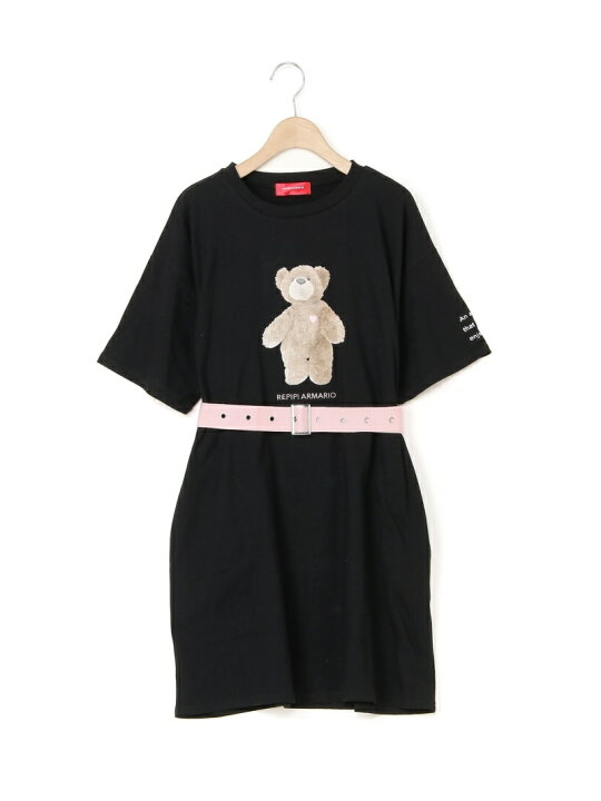 楽天市場 Sale 12 Off ハトメベルトベアフォトワンピース Repipi Armario レピピアルマリオ ワンピース 半袖ワンピース ブラック ベージュ Rba E Rakuten Fashion Repipi Armario