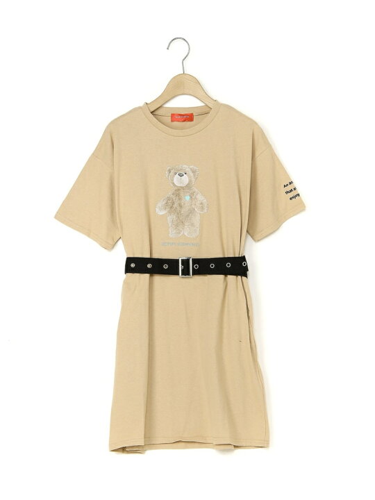 楽天市場 Sale 12 Off ハトメベルトベアフォトワンピース Repipi Armario レピピアルマリオ ワンピース 半袖ワンピース ブラック ベージュ Rba E Rakuten Fashion Repipi Armario