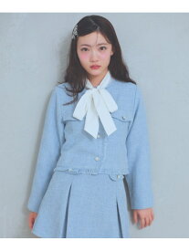 【SALE／50%OFF】【セレモニー】ガーリーツイードジャケット repipi armario レピピアルマリオ ジャケット・アウター ノーカラージャケット ブルー ホワイト【RBA_E】【送料無料】[Rakuten Fashion]