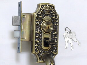 ゴール サムラッチハンドル錠S-CT-5 CHA #71 CAP 60x40アンティックブラス仕上(5円玉色)室内側握り玉仕様☆☆GOAL ゴール☆サムラッチハンドル錠 アンティック錠 装飾錠 CT☆GOAL ゴール☆☆玄関 ド