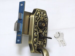 ゴール サムラッチハンドル錠S-CT-5 NIC #71 CAP 60x30アンティックブラス仕上(5円玉色)室内側握り玉仕様☆☆GOAL ゴール☆サムラッチハンドル錠 アンティック錠 装飾錠 CT☆GOAL ゴール☆☆ 玄関 ド